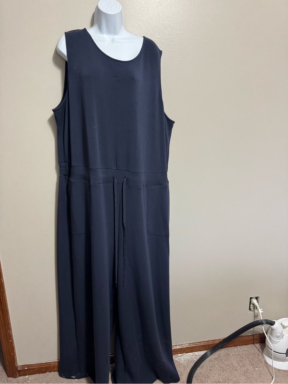 Lane Bryant Dark Navy Sleeveless Maxi Dress with Drawstring Waist